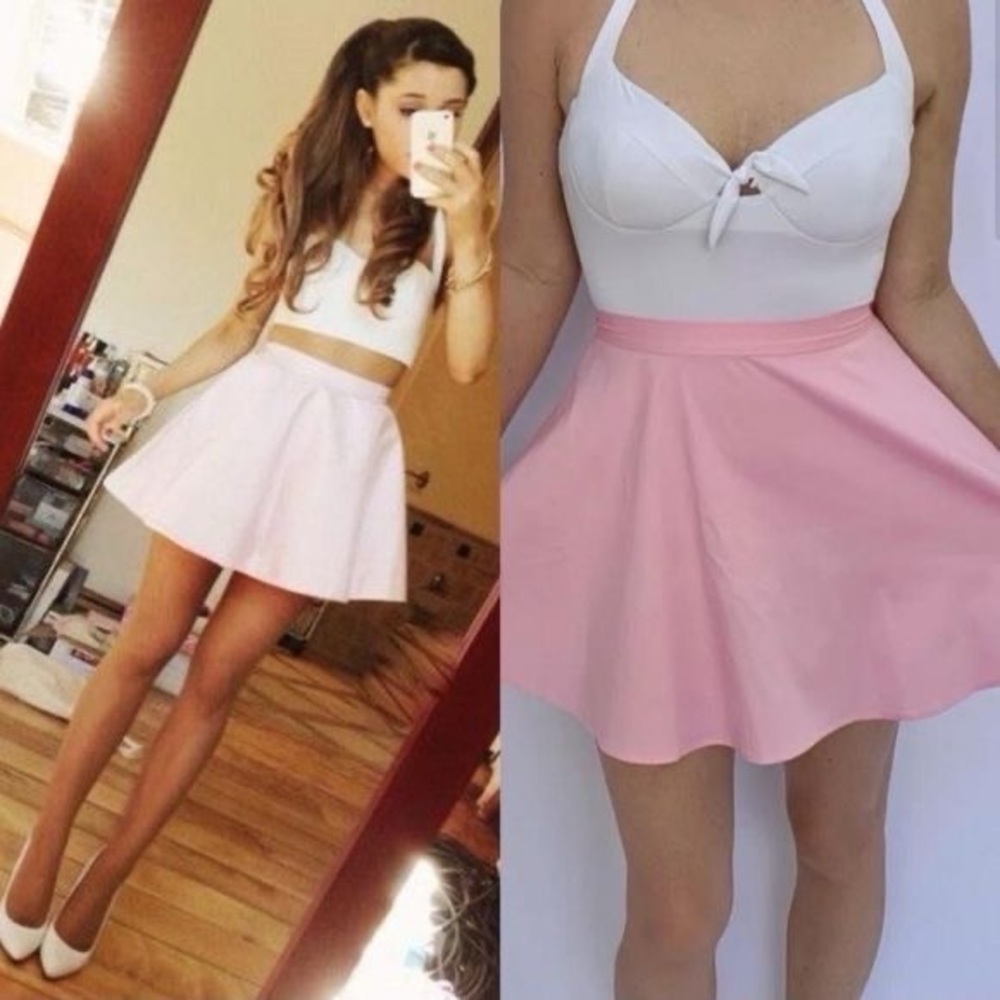 kenley collins ariana grande pink skirt
